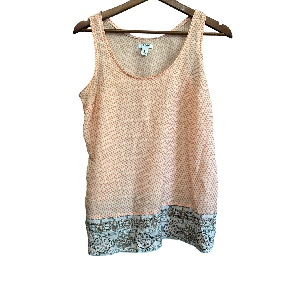 Old Navy Tank Top Medium Peach Orange Sheer Sleeveless Blouse Boho‎ Border